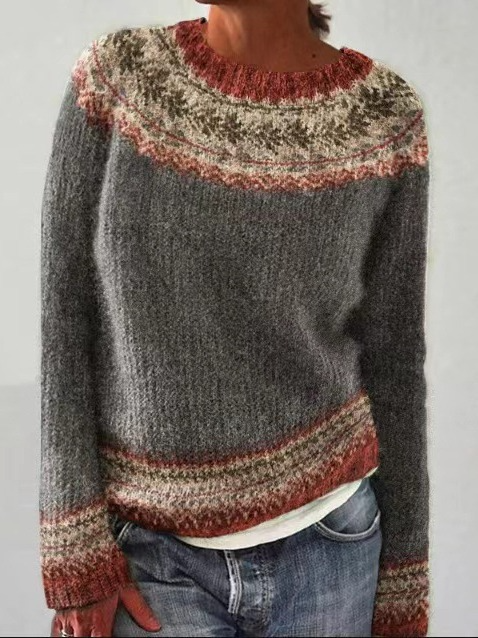 Damen gemusterter Strickpullover