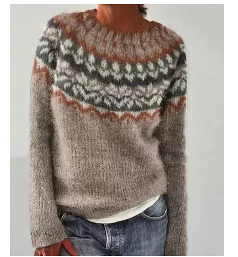 Damen gemusterter Strickpullover