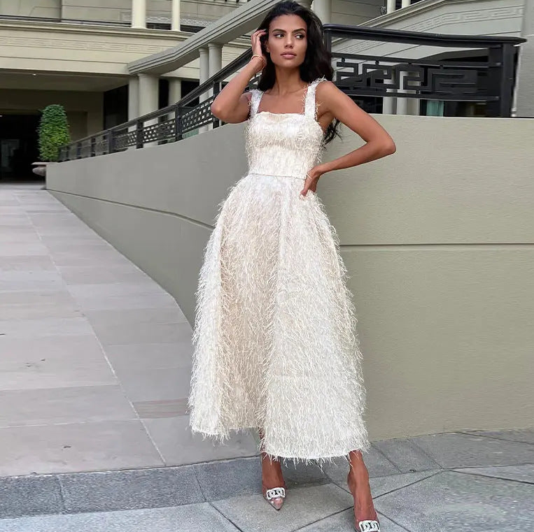 Damen-Midikleid in A-Linie mit Struktur