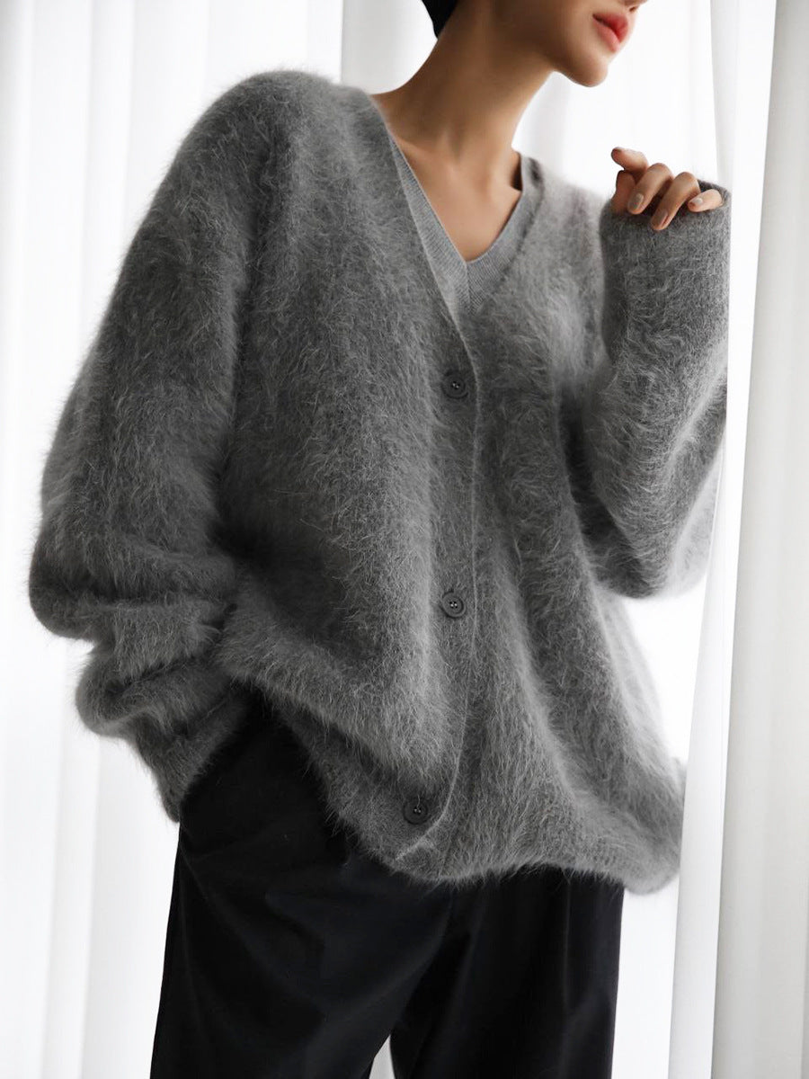 Weicher, flauschiger Strickcardigan für Damen
