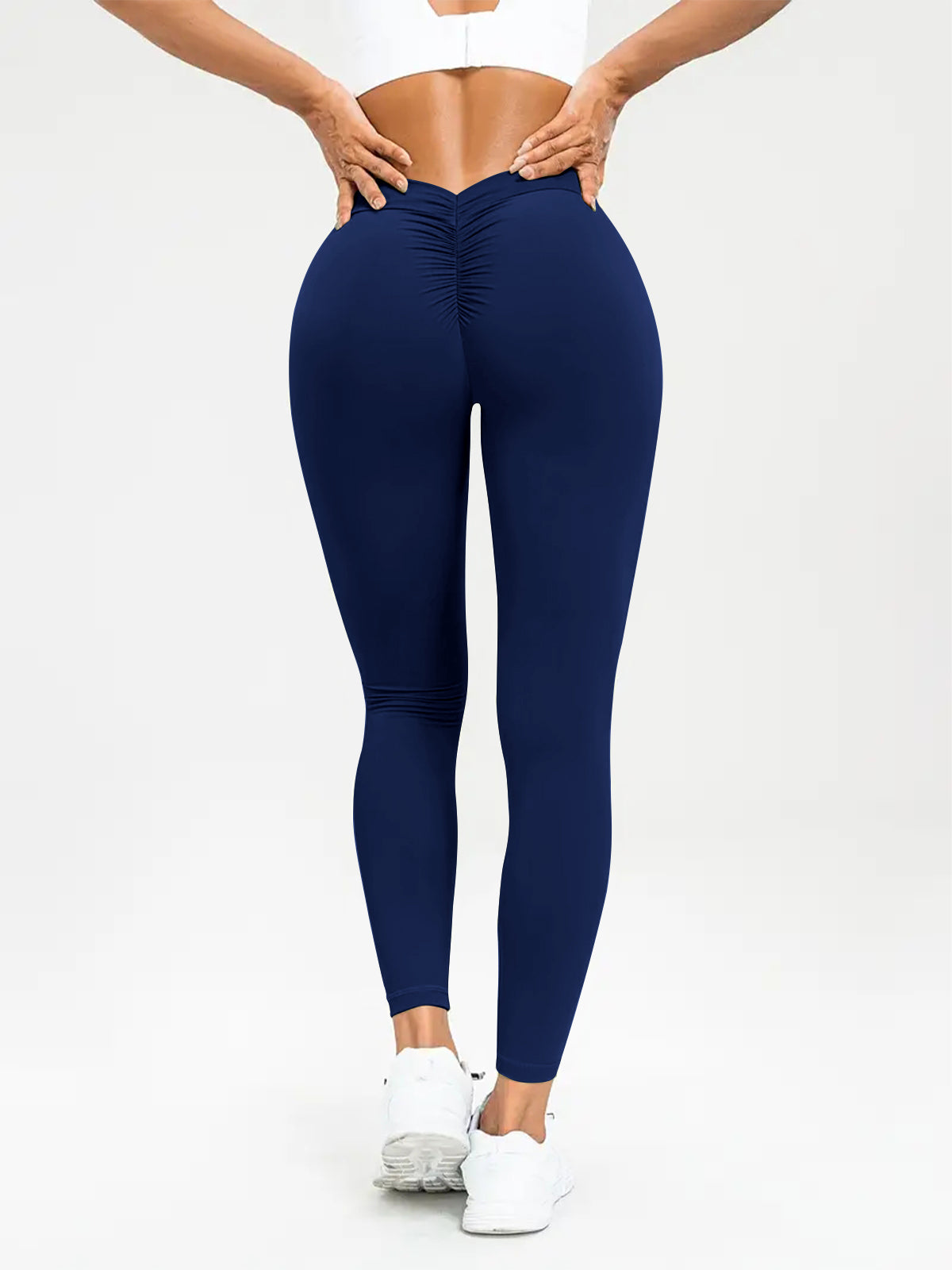 Leggings für Damen mit hohem Bund und Raffung