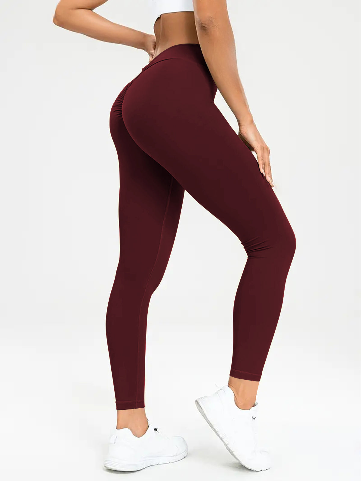 Leggings für Damen mit hohem Bund und Raffung